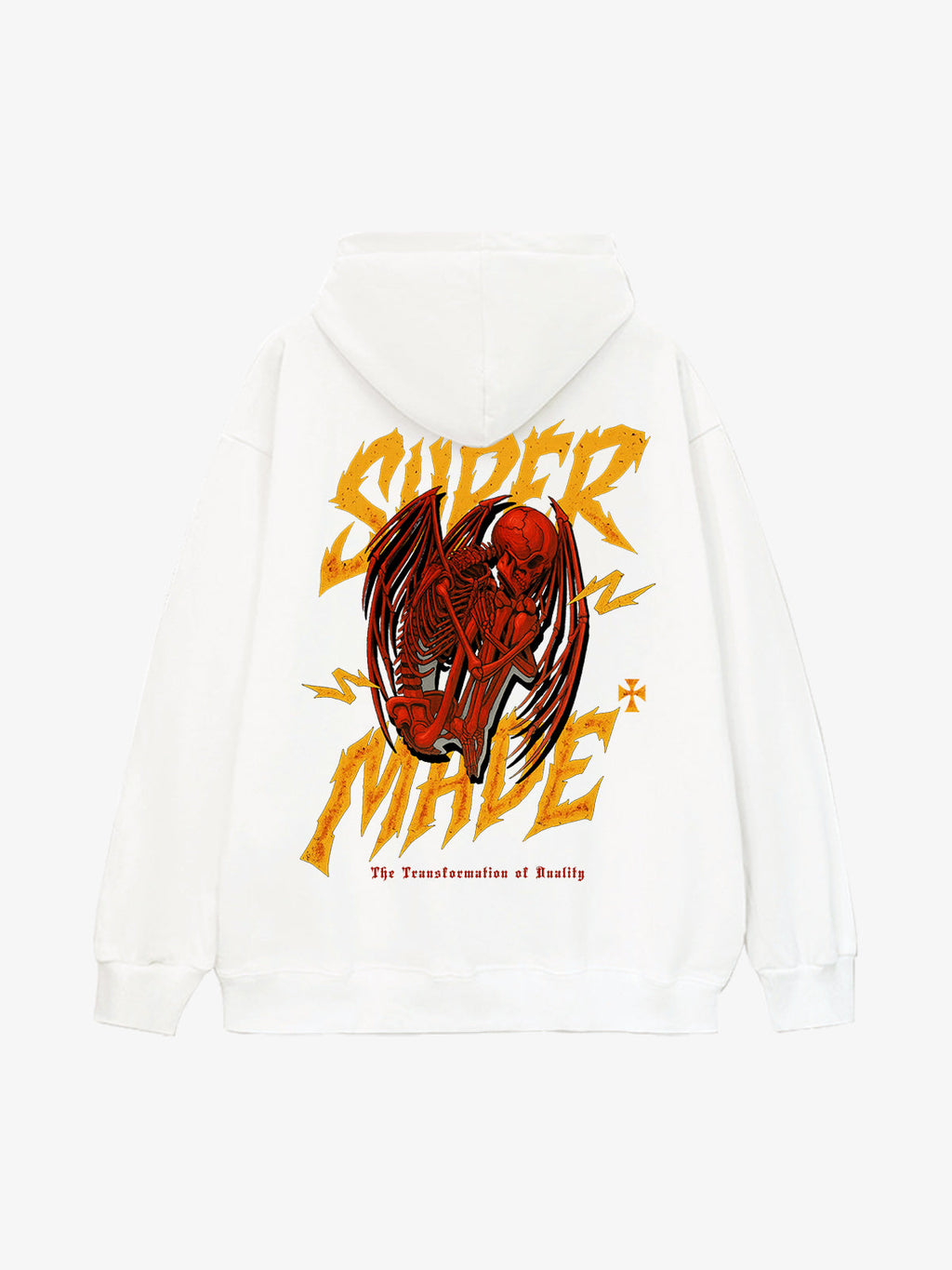 Distressed Graphic Bold Angel Wings Design Hoodie