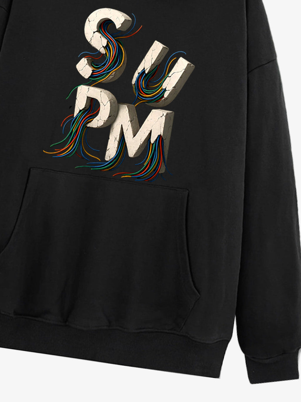 French Terry Streetwear Gravel Wire Font Hoodie