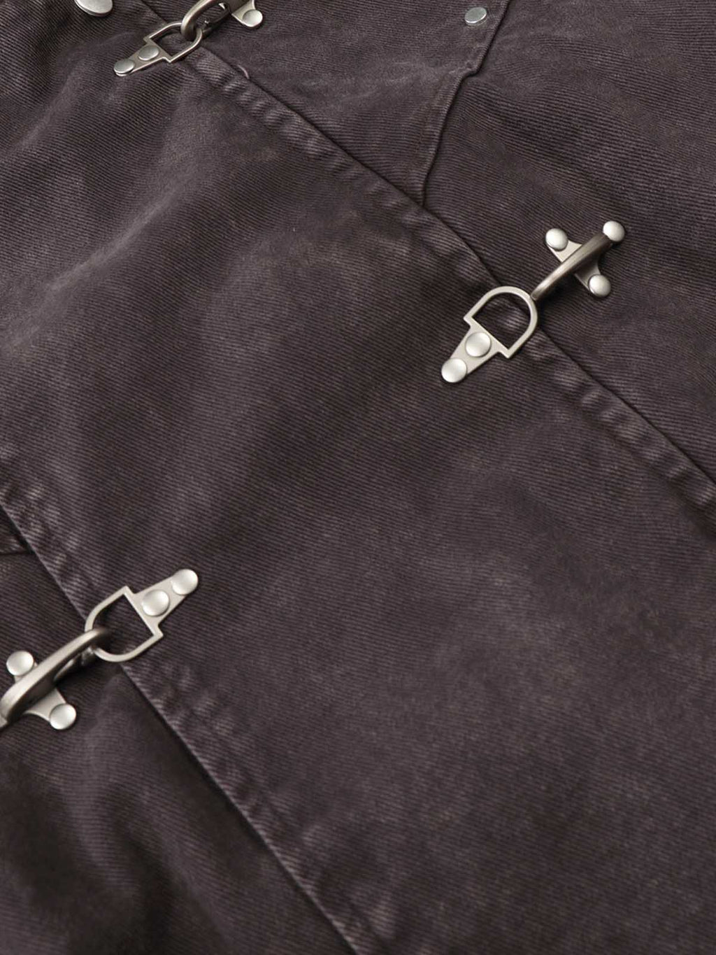 Washed Denim Metal Toggle Clasp Hooded Jacket