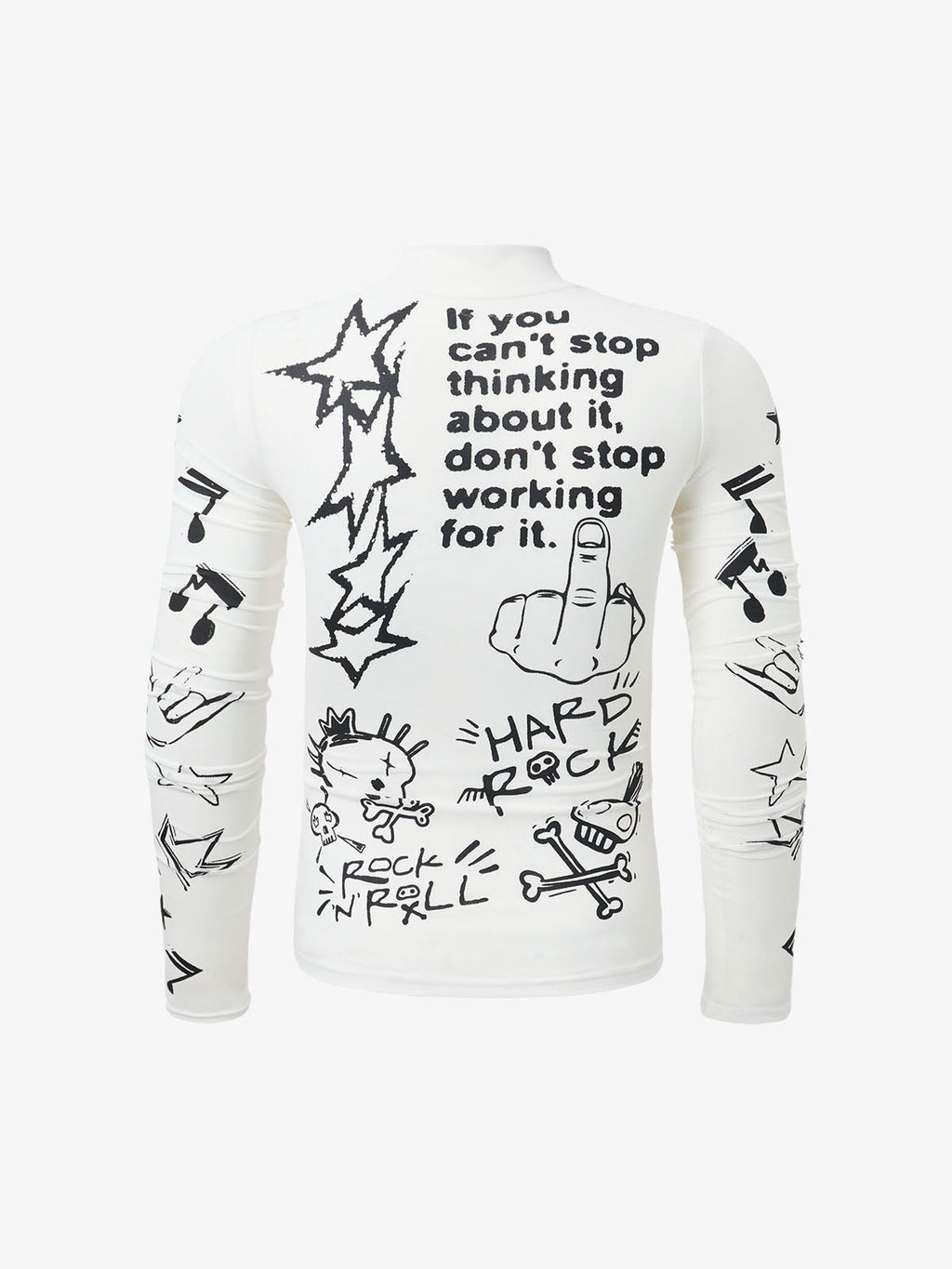 Punk Graphic Mesh Long Sleeve Top