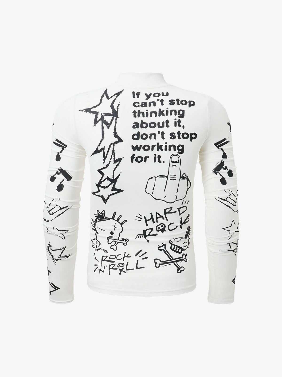 Punk Graphic Mesh Long Sleeve Top