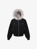 Faux Fur Hooded Padded Bomber Jacket