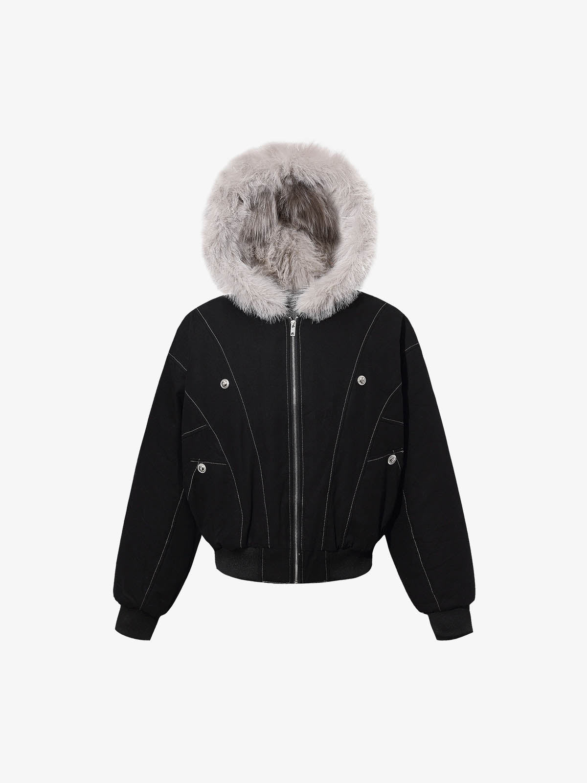 Faux Fur Hooded Padded Bomber Jacket
