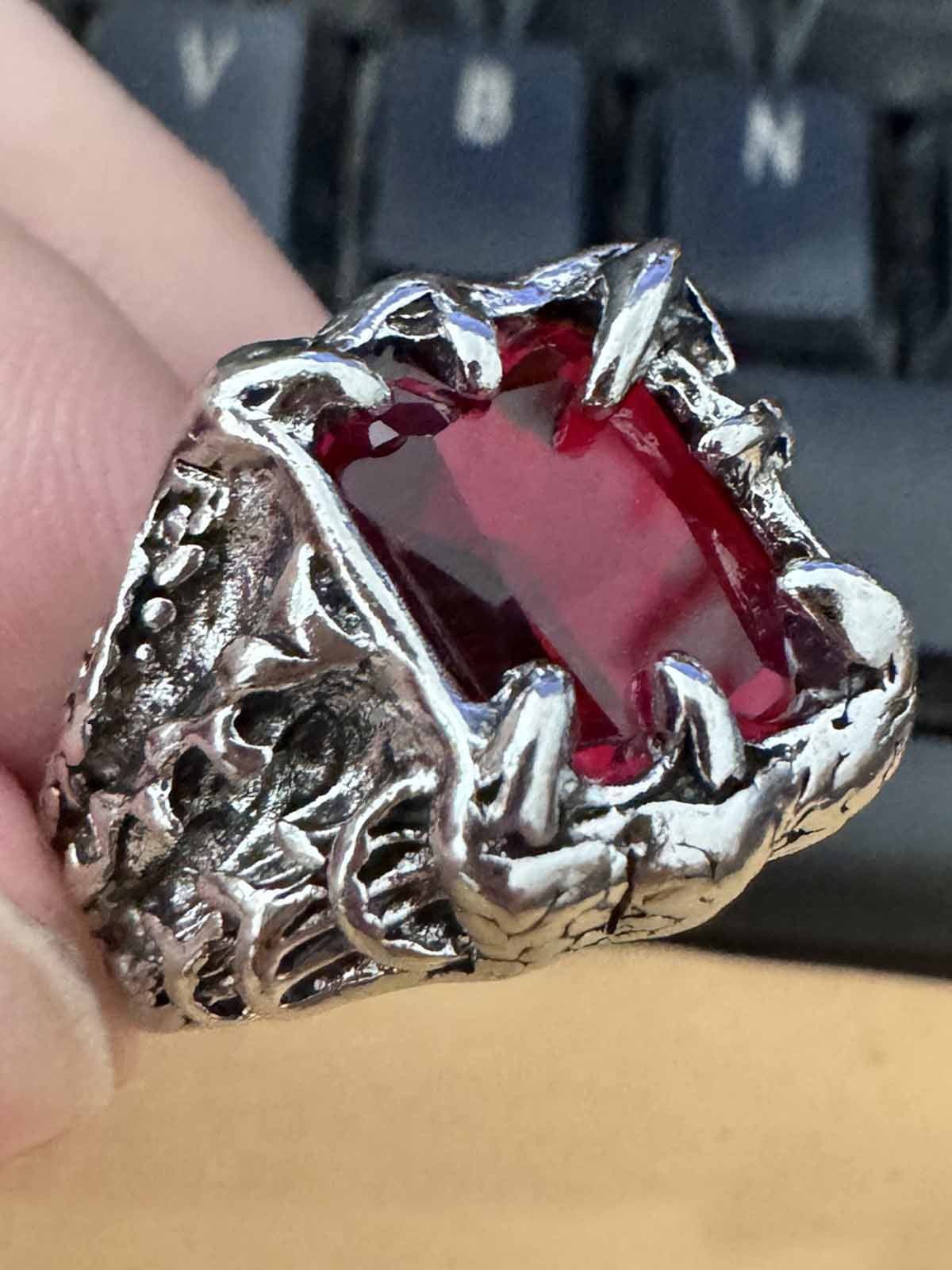 Gothic Claw Stone Open Ring