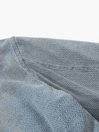 Washed Embroidered Fur-Lined Denim Bomber Jacket