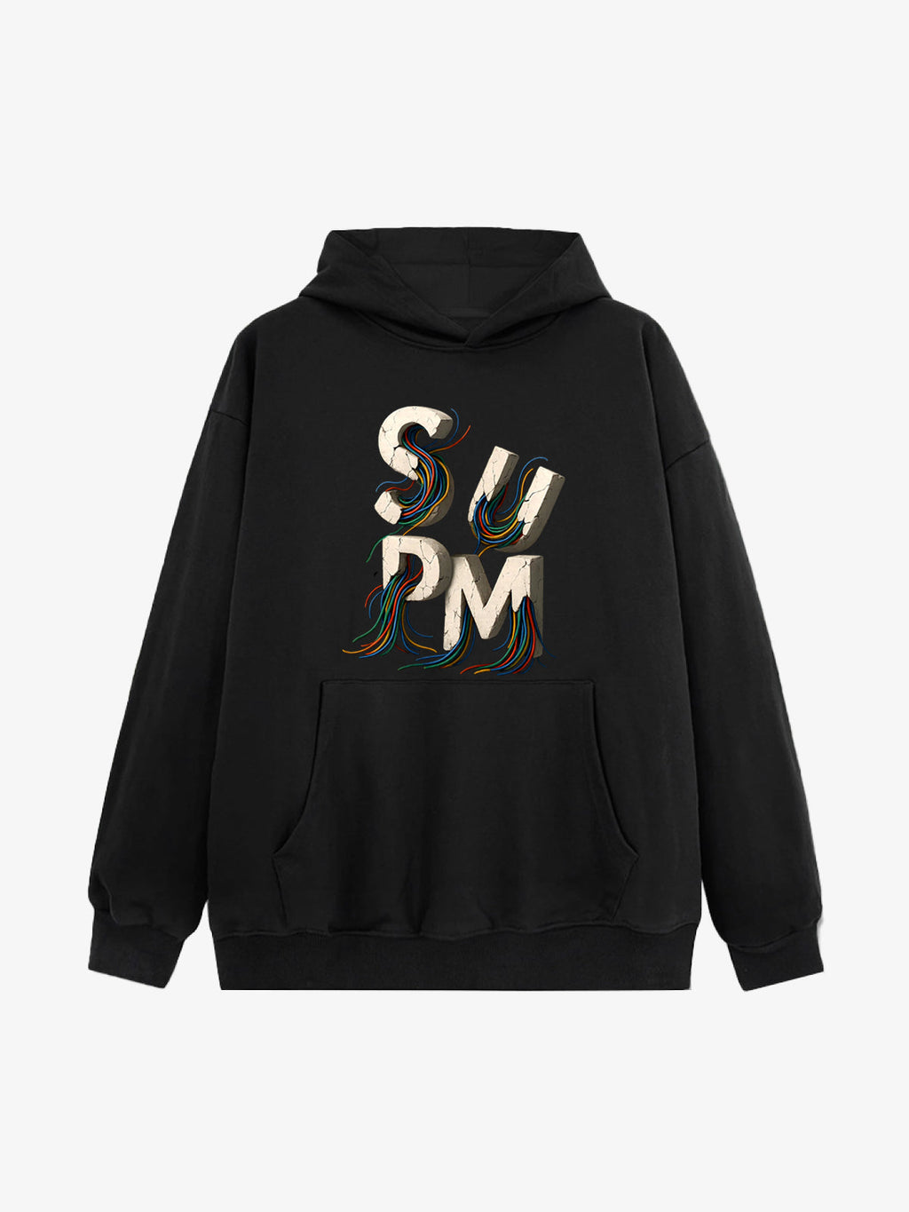French Terry Streetwear Gravel Wire Font Hoodie