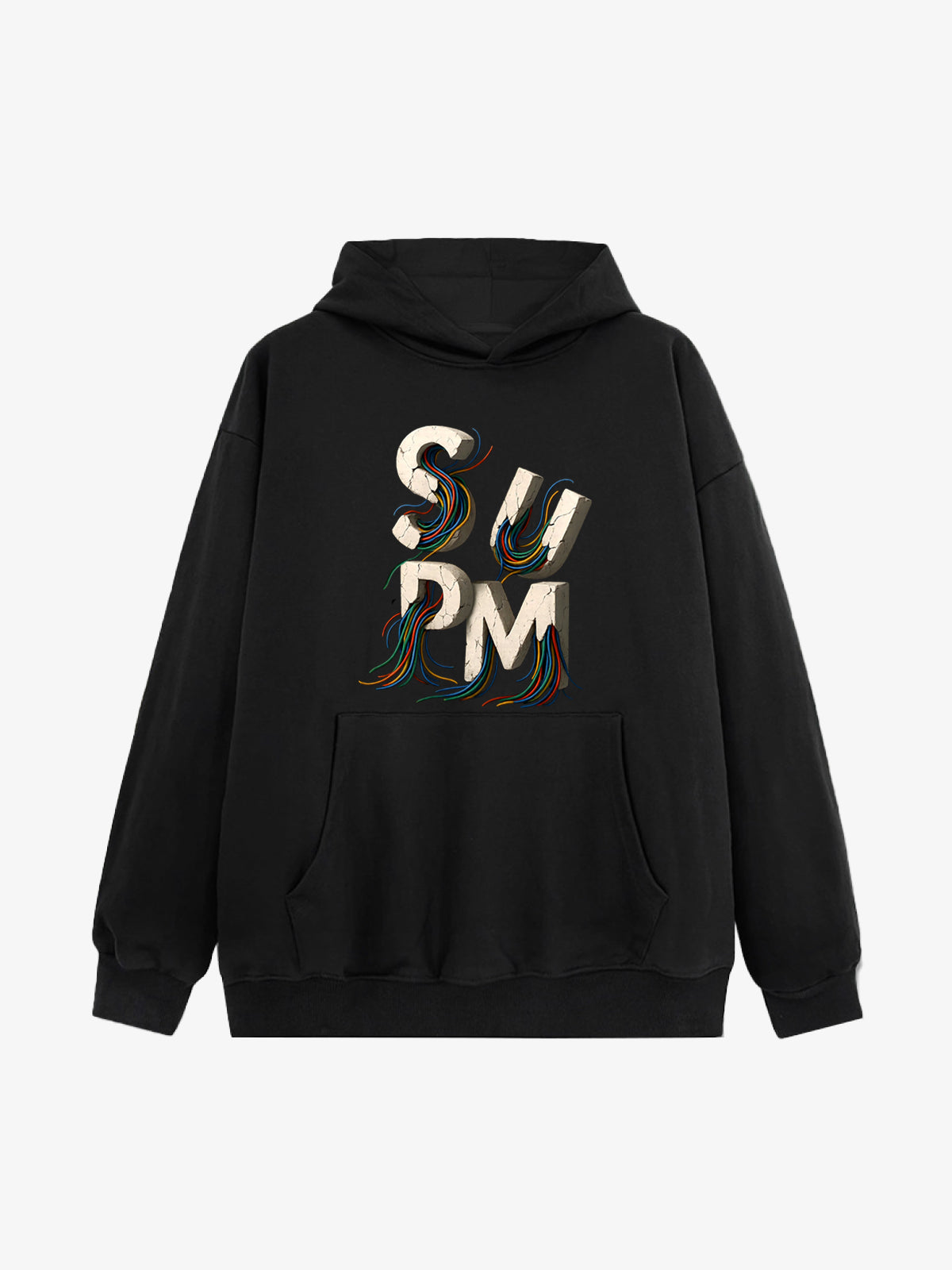 French Terry Streetwear Gravel Wire Font Hoodie