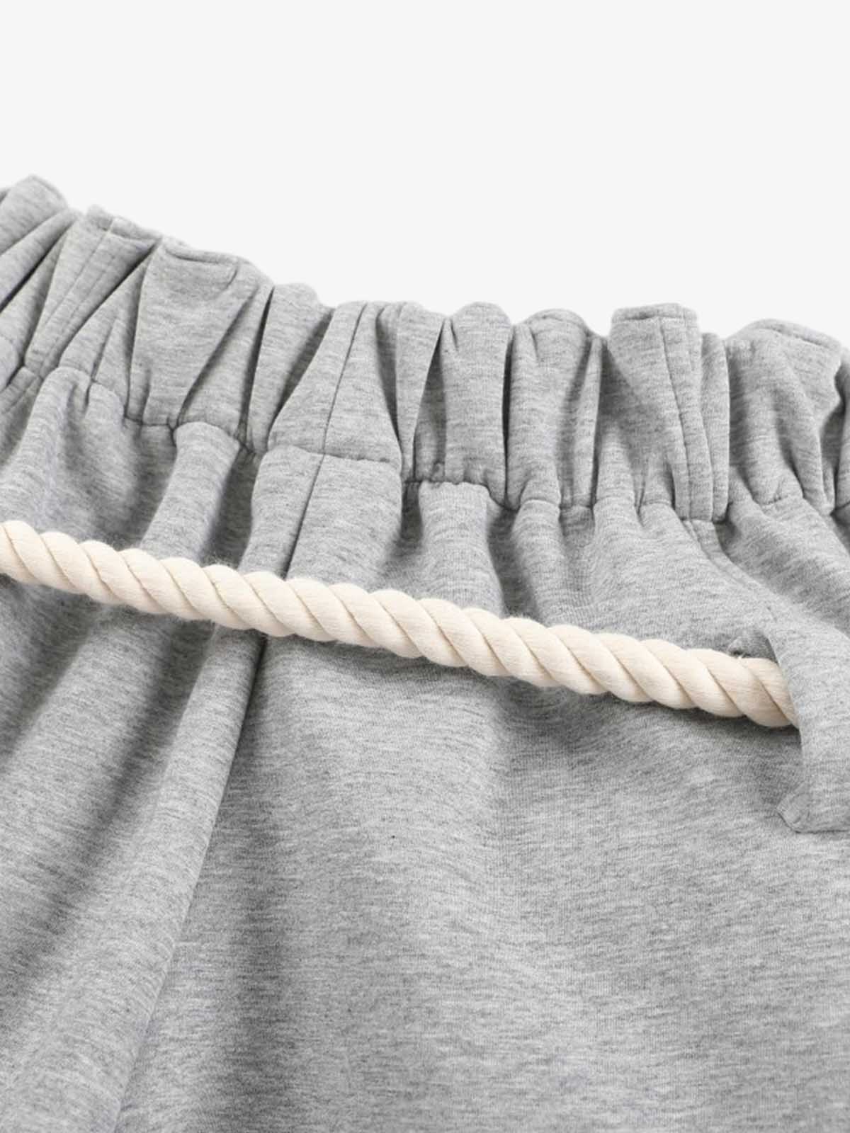 Decorative Rope Detail Wide Leg Sweatpants