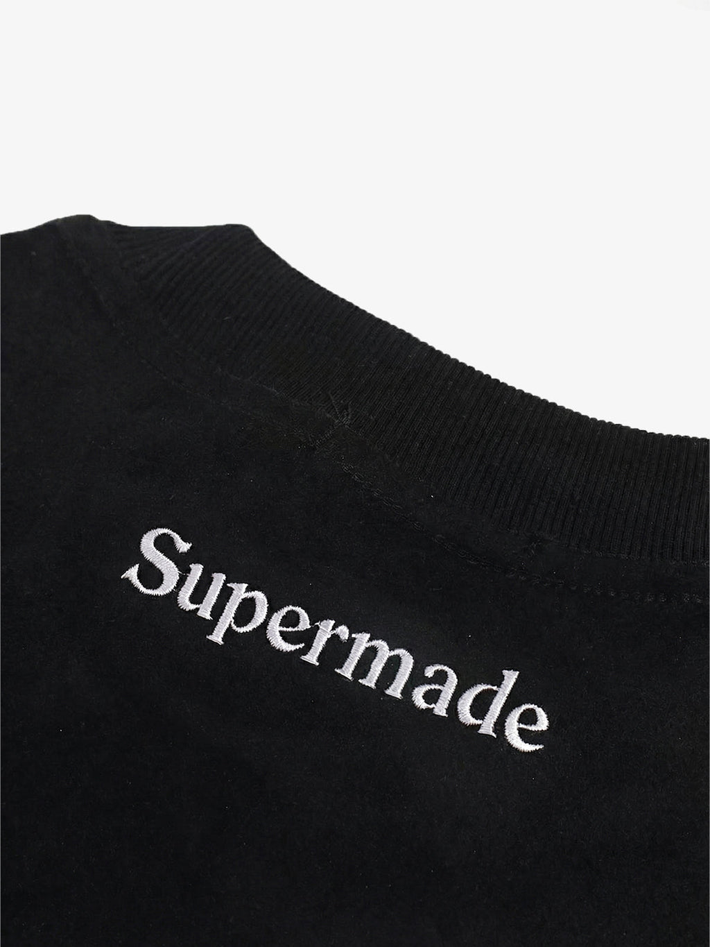 Suede Logo Embroidered Patchwork Short Sleeve T-Shirt