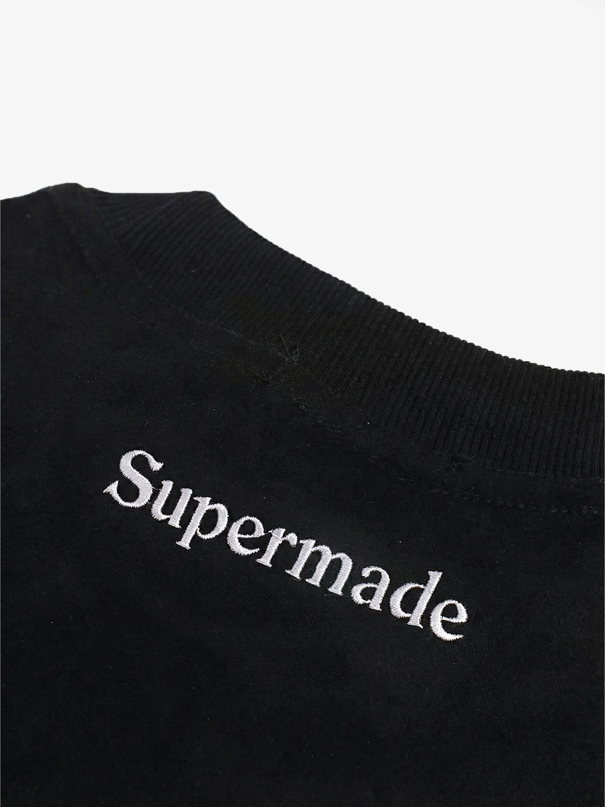 Suede Logo Embroidered Patchwork Short Sleeve T-Shirt