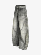 Vintage Heavy Distressed Washed Barrel Jeans