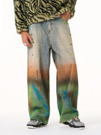 Street Gradient Ink-Splattered Straight-Leg Jeans