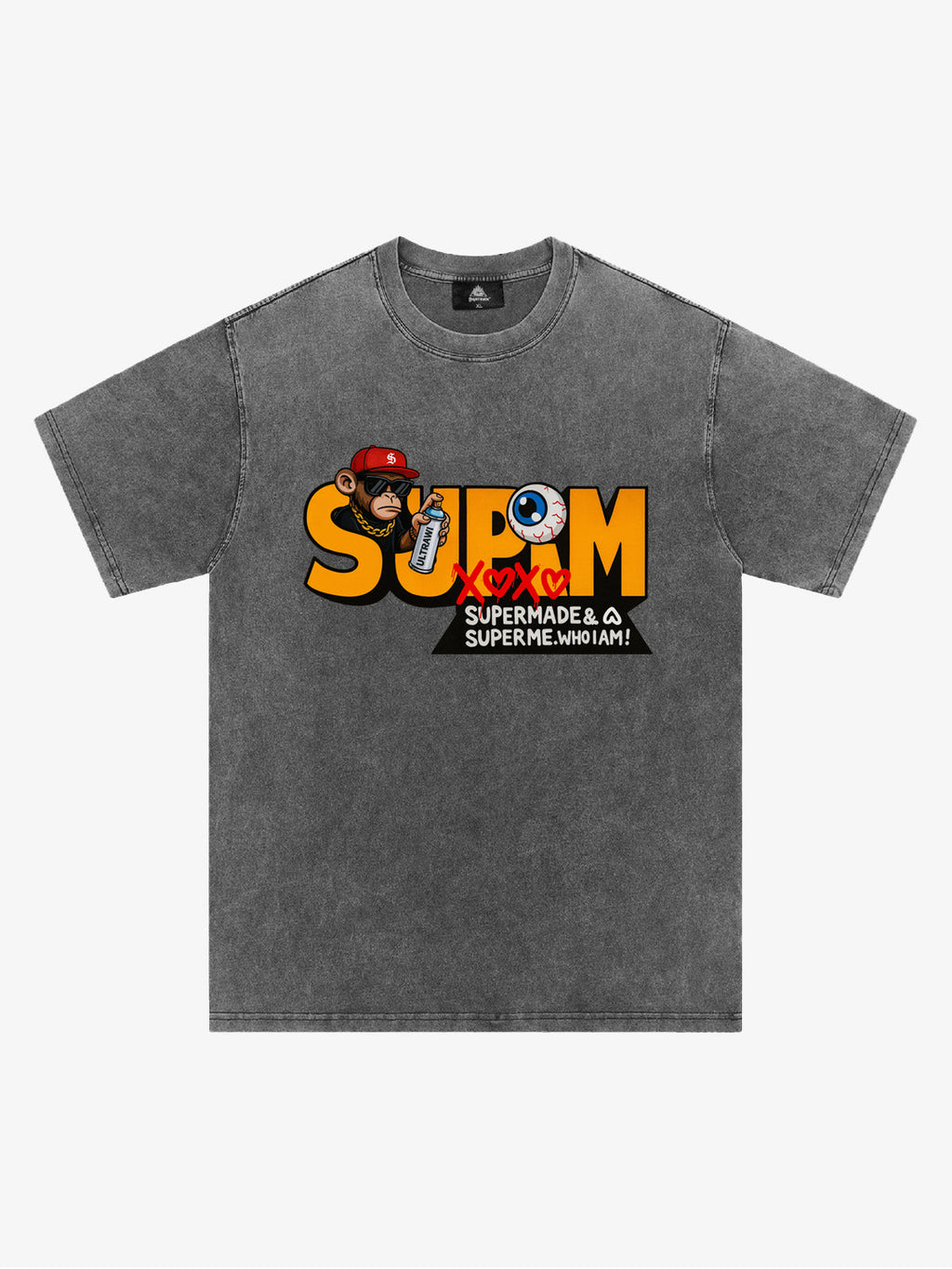 SUPM Trendy Hip-Hop Monkey Graffiti Font T-Shirt