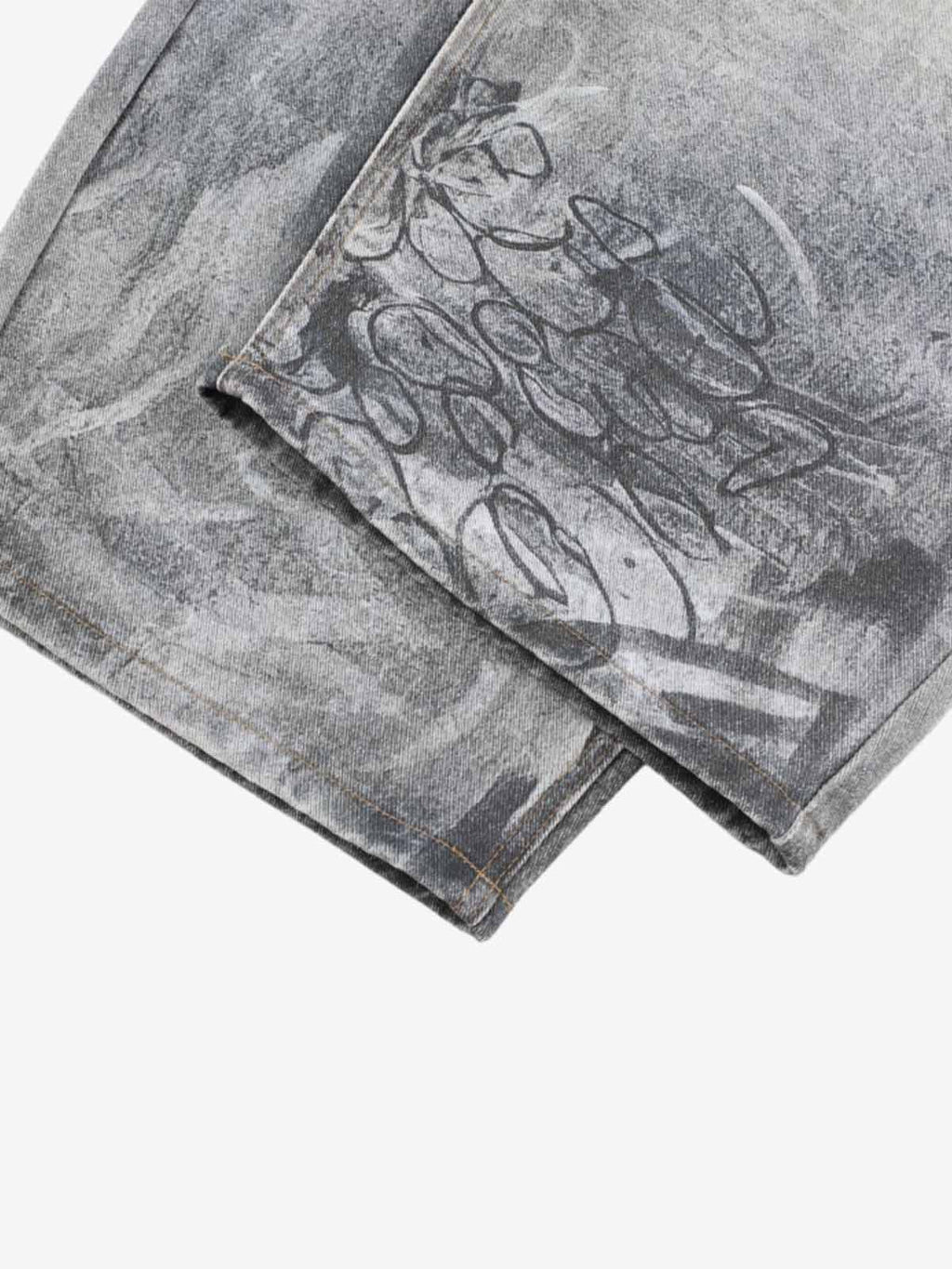 Hand Drawn Scribble Print Baggy Jeans