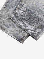 Hand Drawn Scribble Print Baggy Jeans