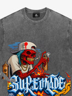 Street Skull Graffiti Artist Flame Flower Font T-Shirt