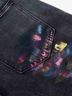 Retro Distressed Colorful Graffiti Art Print Jeans