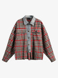 Vintage Plaid Patchwork Denim Panel Shirt