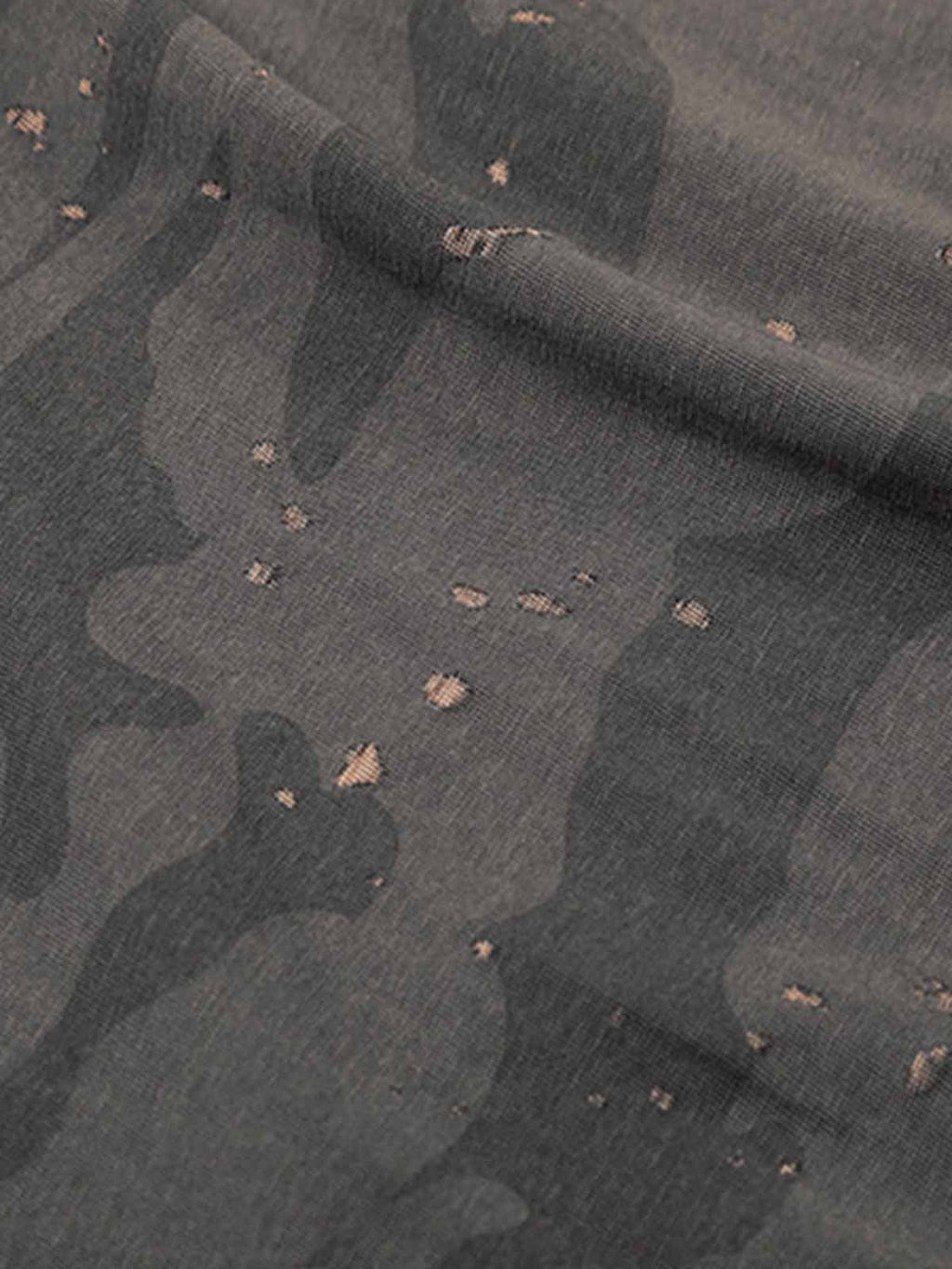 Distressed Camo Paint Splatter V-Neck Henley T-Shirt