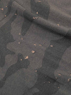 Distressed Camo Paint Splatter V-Neck Henley T-Shirt