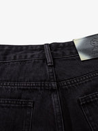 Retro Rhinestone Graffiti Washed Straight Jeans