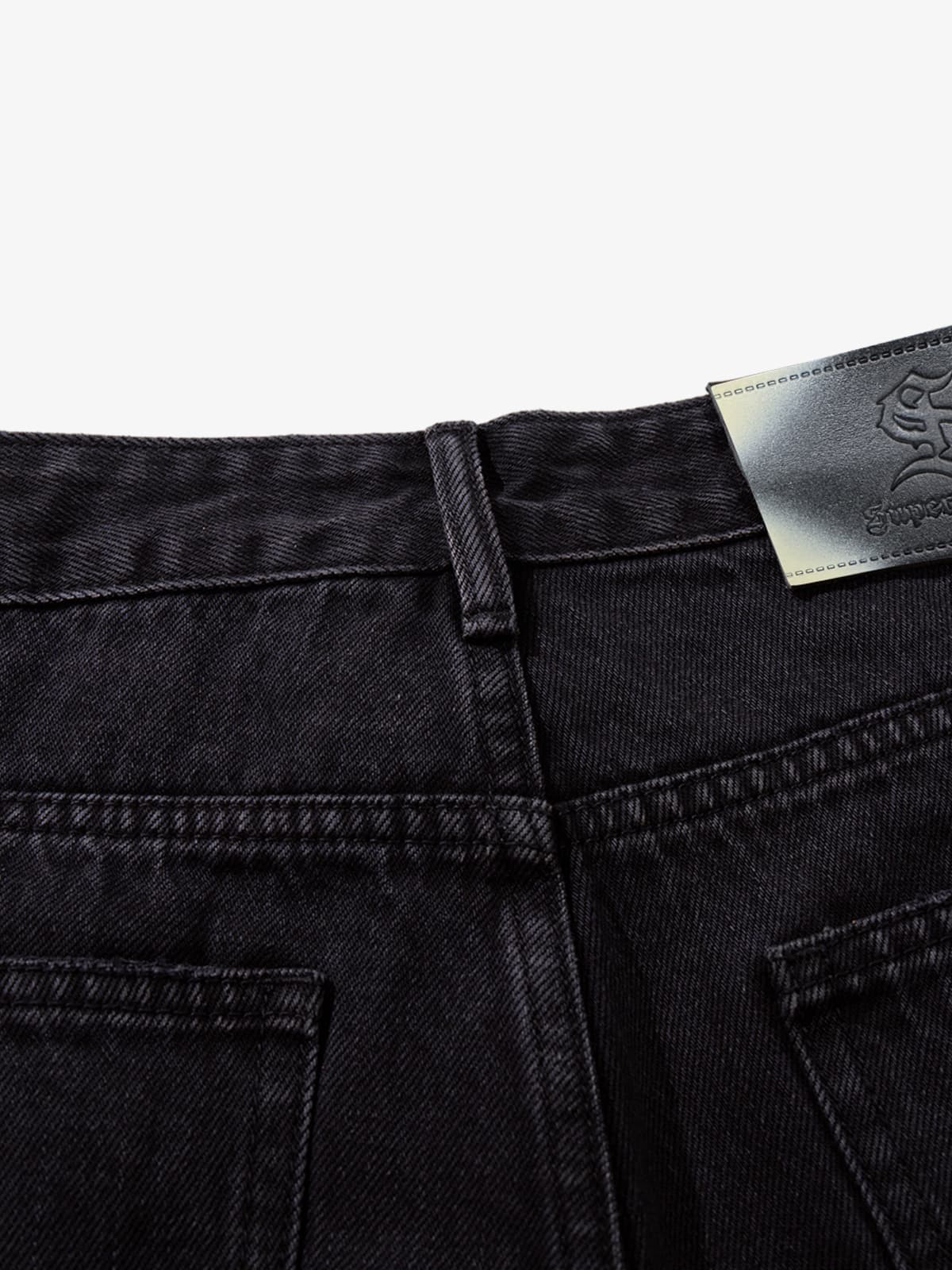 Retro Rhinestone Graffiti Washed Straight Jeans