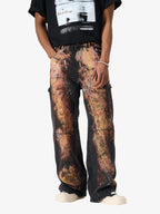 Graffiti Painted Cargo Denim Jeans