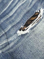 Vintage Washed Tiger Print Wide Leg Denim Jeans