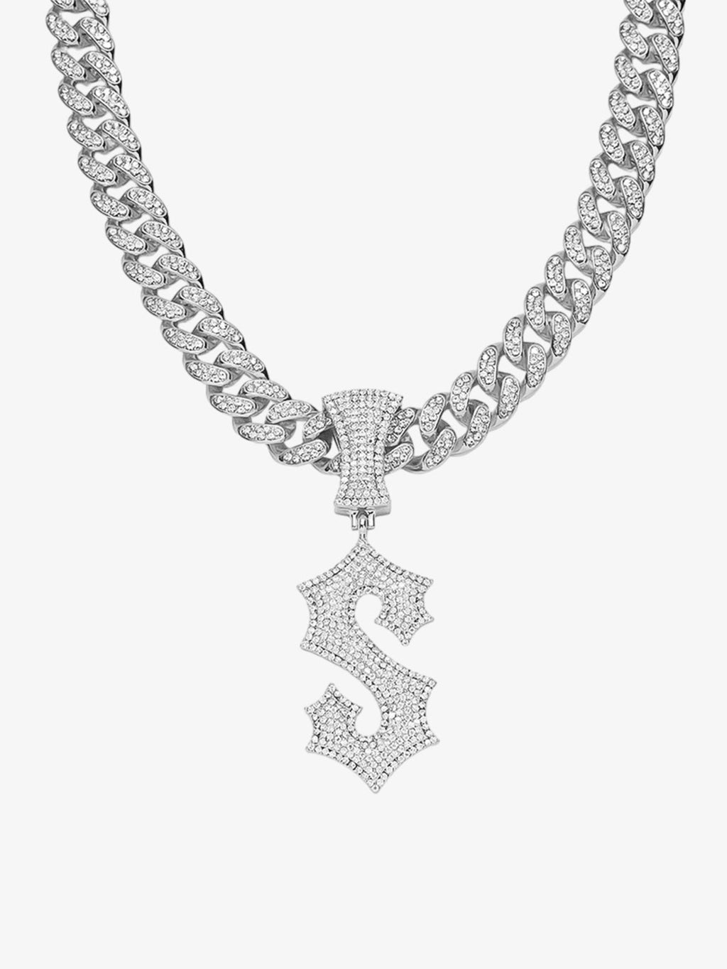 Cuban Chain Letter S Pendant Necklace