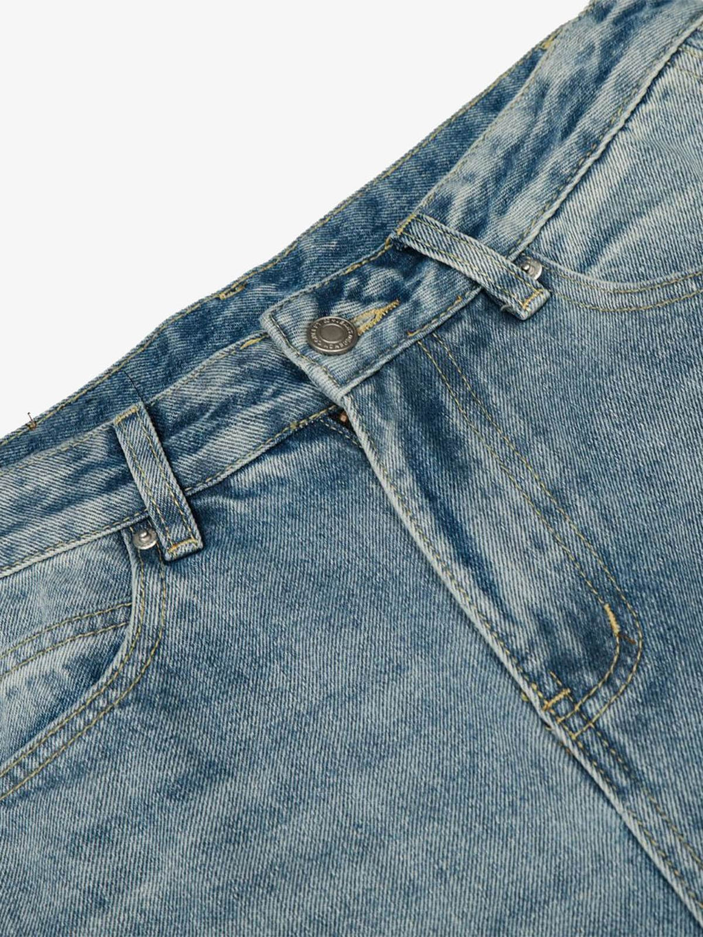 Retro Washed Side Striped Barrel Denim Jeans