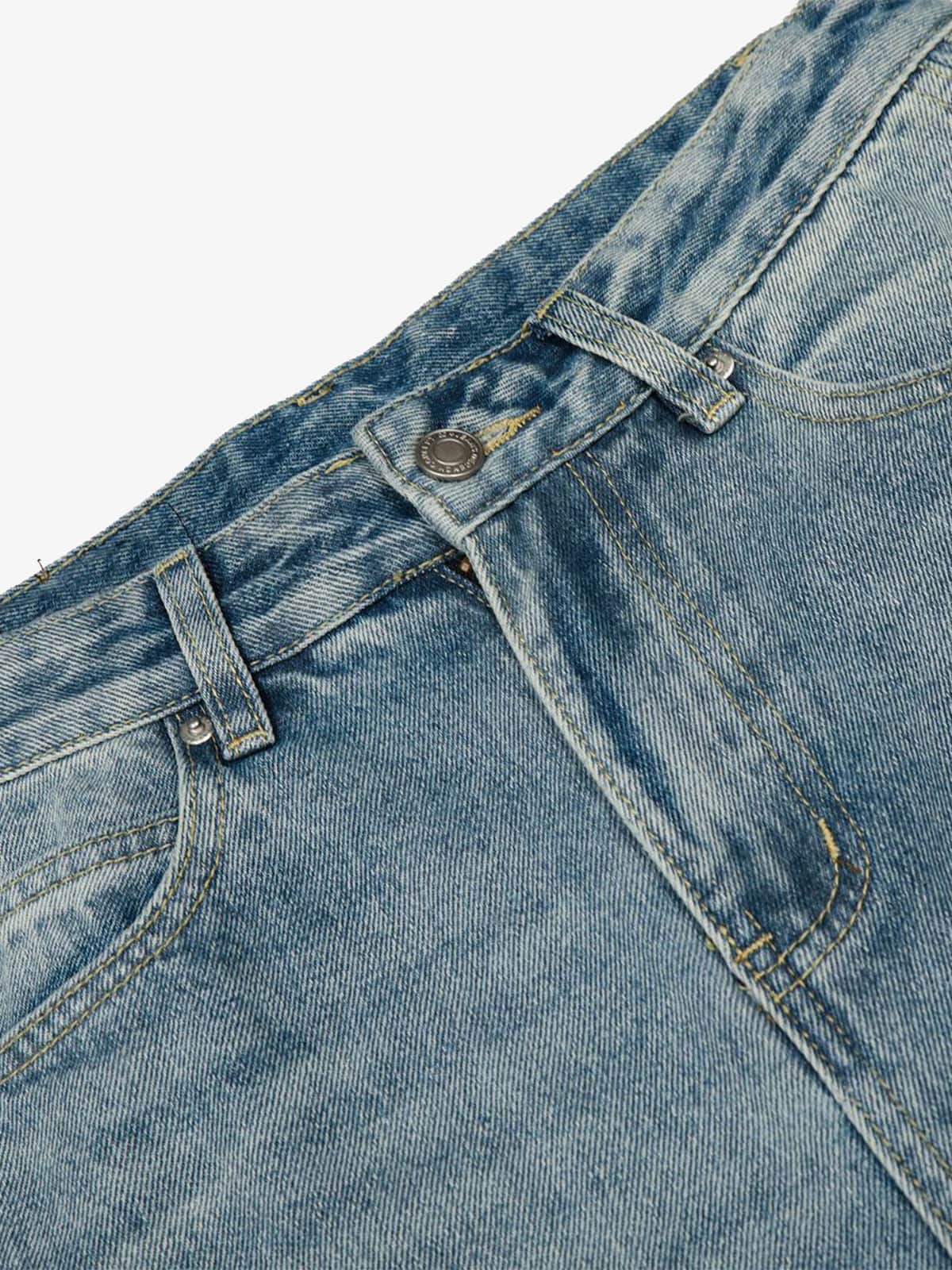 Retro Washed Side Striped Barrel Denim Jeans