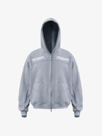 Vintage Suede Letter Embroidered Cropped Zip Up Hoodie