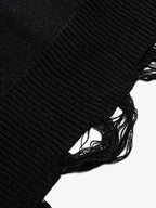 High Street Letter Jacquard Ripped Tassel Sweater