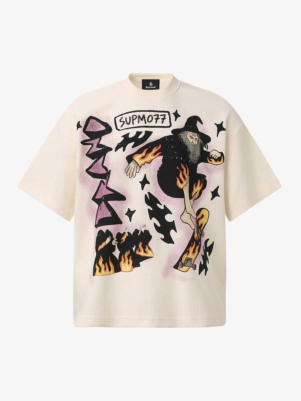 Waffle Knit Skate Wizard Flame Graphic T-Shirt