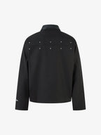 Street Gothic PU Leather Collar With Thorn Print Jacket