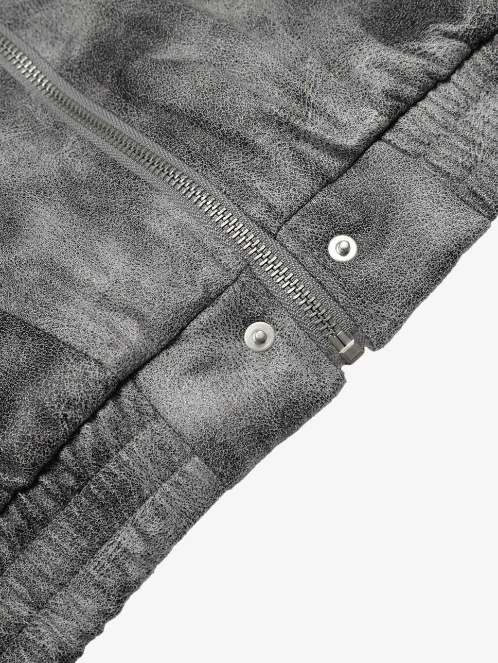 Faux Suede Vintage Wash Fur Hood Padded Jacket - 2553