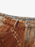 Croc Texture Washed Wide Leg Jeans
