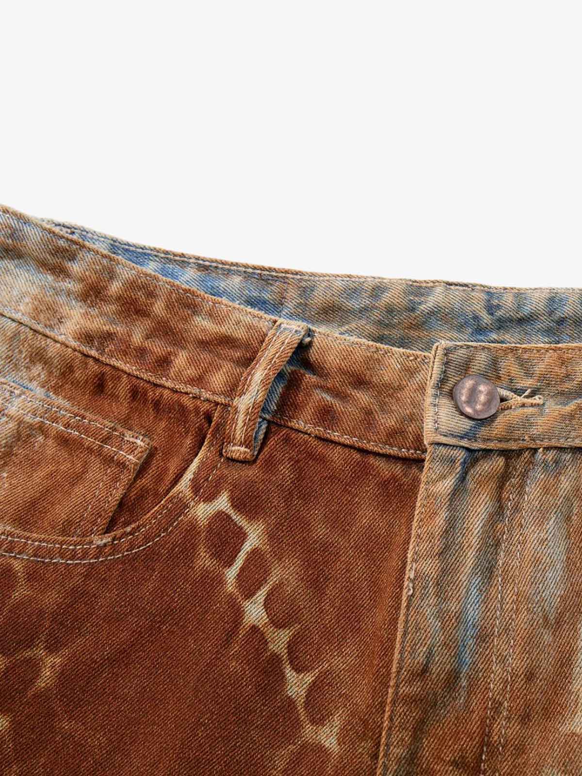 Croc Texture Washed Wide Leg Jeans