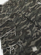 Distressed Camo Multi-Pocket Straight-Leg Jorts - 2611