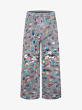 Hand-Painted Frayed Wide Leg Jeans