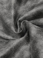Faux Suede Vintage Wash Fur Hood Padded Jacket - 2553