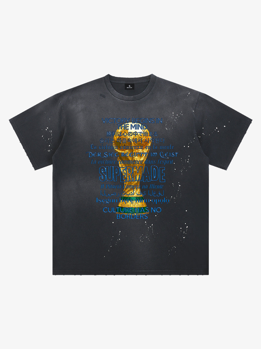 Washed World Cup Trophy Multi-Language Graphic T-Shirt