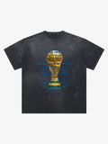 Washed World Cup Trophy Multi-Language Graphic T-Shirt