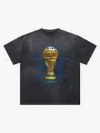 Washed World Cup Trophy Multi-Language Graphic T-Shirt