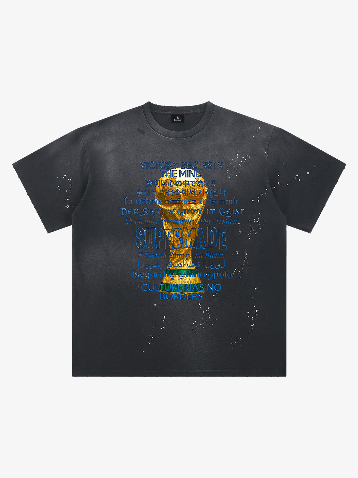 Washed World Cup Trophy Multi-Language Graphic T-Shirt