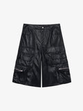 Faux Leather Cargo Jorts