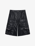 Faux Leather Cargo Jorts