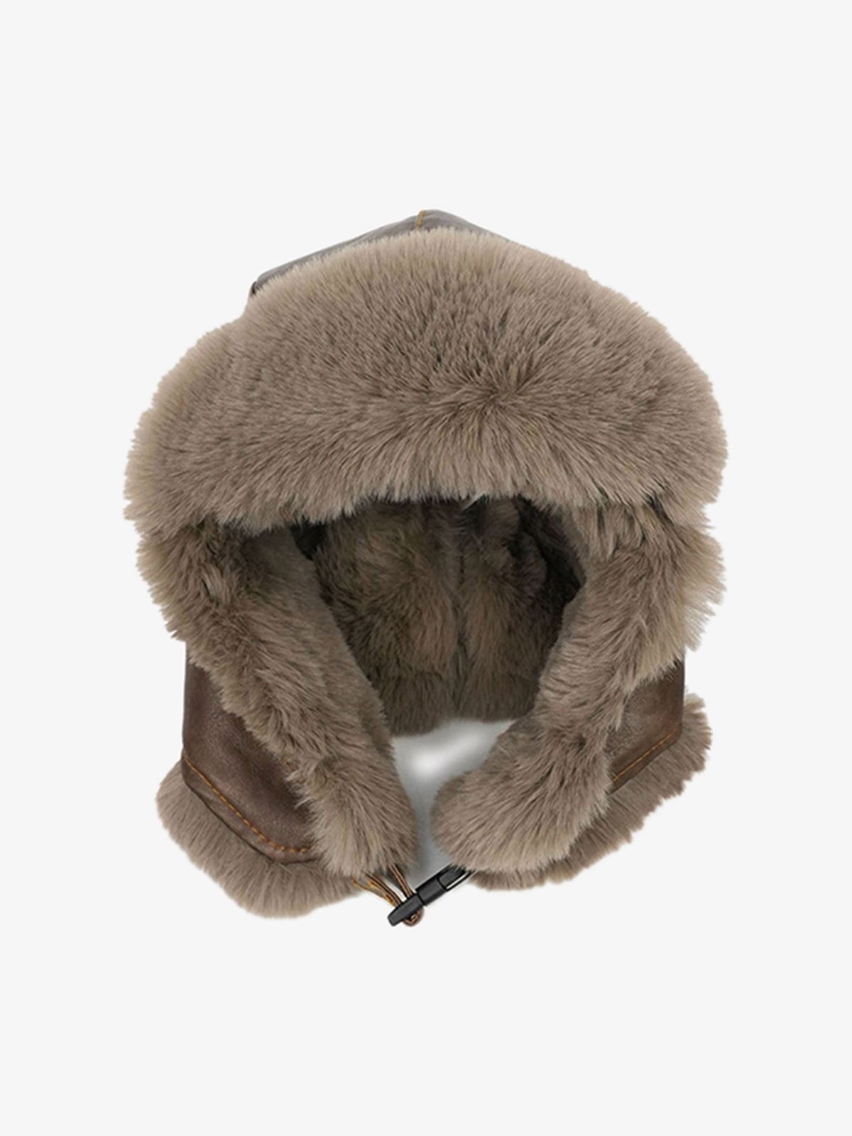 Vintage Distressed Leather Plush Trapper Hat