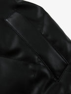 Minimalist Faux Leather Stand Collar Puffer Vest