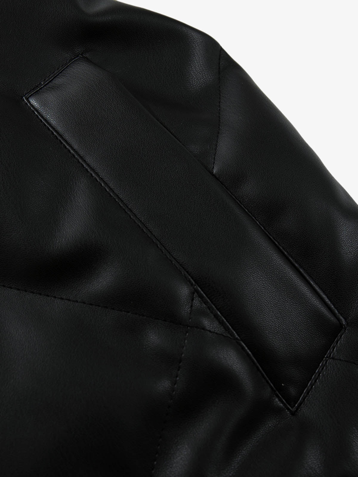 Minimalist Faux Leather Stand Collar Puffer Vest
